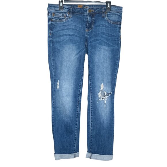 KUT From‎ The Kloth Size 8 Nordstrom Cuffed Hem Slim Straight Leg Jeans kp570mb8 - Picture 1 of 4